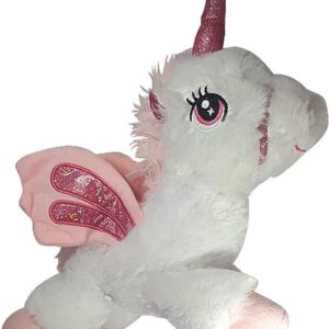 Eenhoorn Liggend Wit/Roze Pluche Knuffel 30 cm {Unicorn Plush Toy | Speelgoed Knuffeldier voor kinderen jongens meisjes}