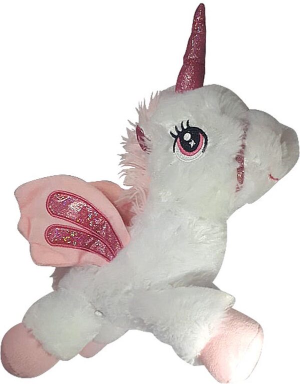 Eenhoorn Liggend Wit/Roze Pluche Knuffel 30 cm {Unicorn Plush Toy | Speelgoed Knuffeldier voor kinderen jongens meisjes}